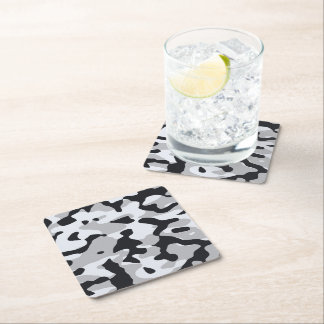 High contrast urban camouflage square paper coaster