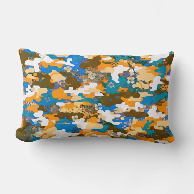 High-contrast Urban Digital Camouflage Pattern  Lumbar Pillow (Front)
