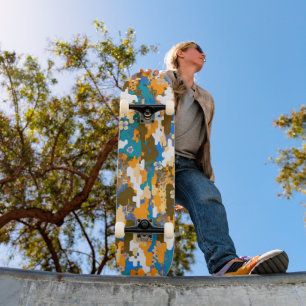 High-contrast Urban Digital Camouflage Pattern Skateboard