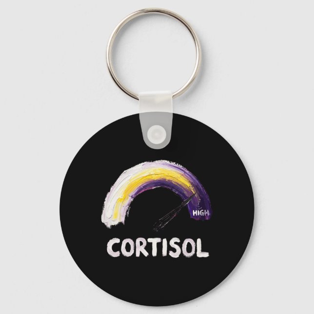 High Cortisol Levels Funny Stress Level Metre Meme Keychain (Front)