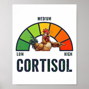 High Cortisol Levels V Meme Funny Exited Chicken Poster