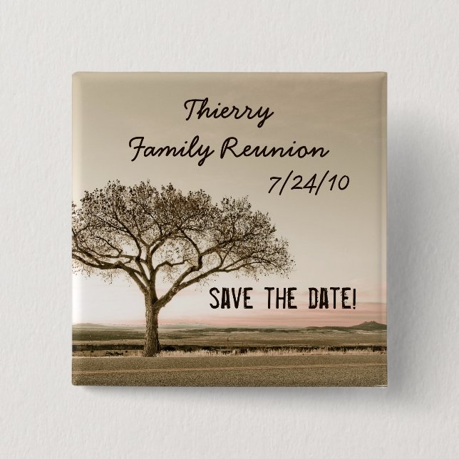 High Country Save the Date Custom Family Reunion 2 Inch Square Button (Front)