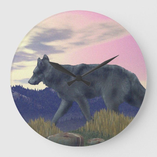 High Country Wolf Large Clock (Front)