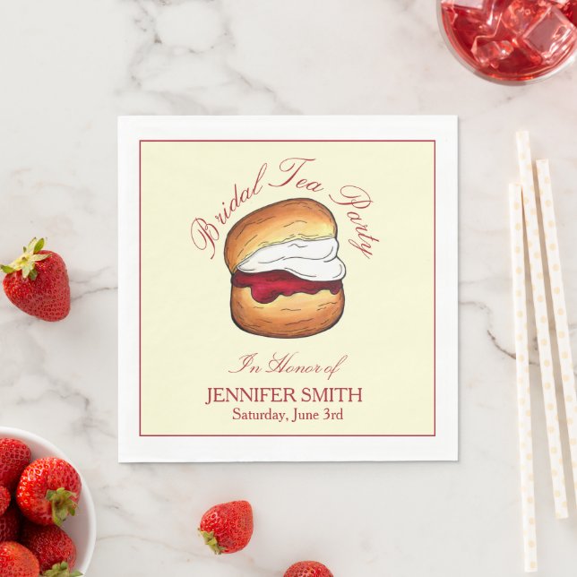 High Cream Tea Party Scone Jam UK Bridal Shower Napkin (Insitu)
