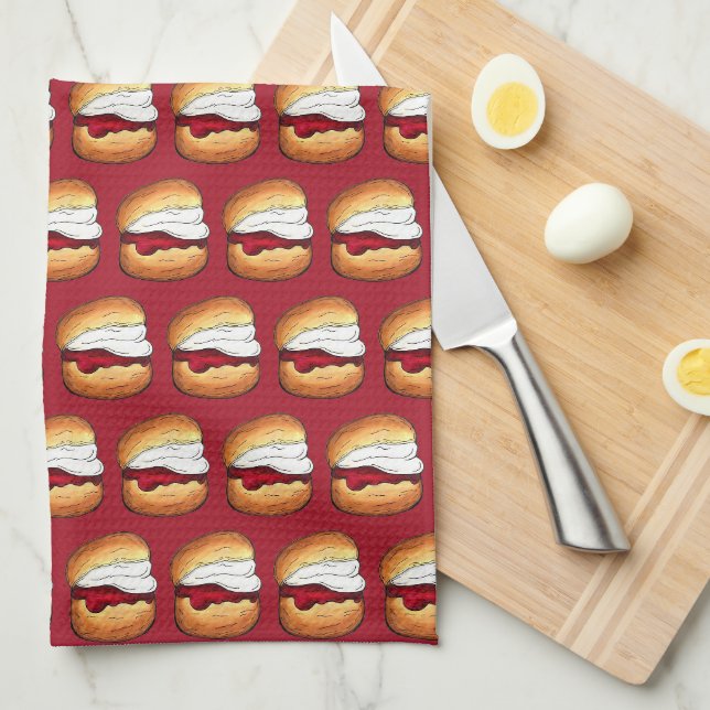 High Cream Tea Scone Jam UK British Bakery Food Kitchen Towel (Quarter Fold)