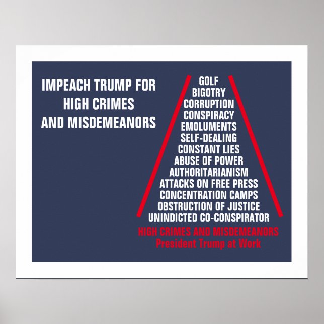 High Crimes and Misdemeanors List Impeach Trump Poster (Front)