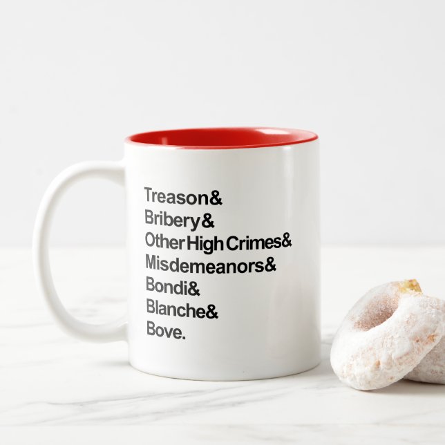 High Crimes & Misdemeanors - Impeach Bondi Blanche Two-Tone Coffee Mug (With Donut)