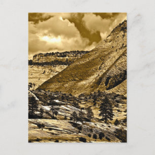 HIGH DESERT LANDSCAPE IN ANTIQUE SEPIA POSTCARD