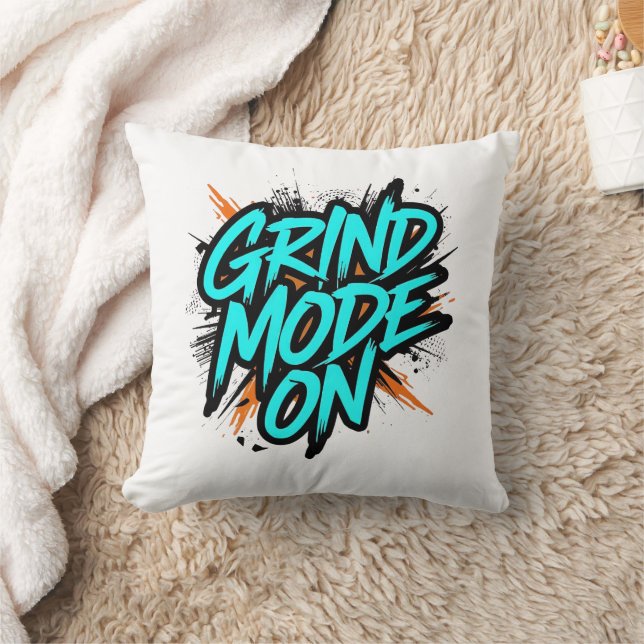 High Energy "Grind Mode On" Hustle Throw Pillow (Blanket)