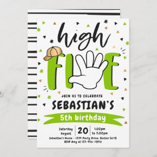 High Five Birthday Hi Five 5th Birthday Party Invitation