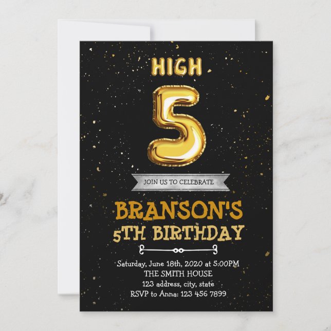 High five birthday party invitation (Front)