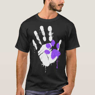 High Five Hand Print With Purple Paw Print On Purr T-Shirt