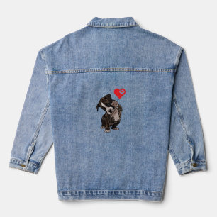 High Five Heart Bulldog Pup I Love Boxer Dog Lover Denim Jacket