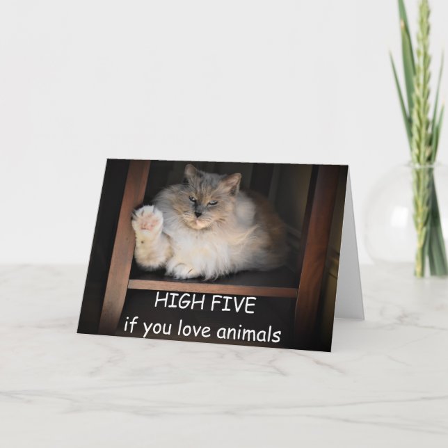 HIGH FIVE if you love animals, card (Front)
