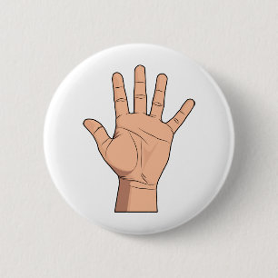 High Five Open Hand Sign Five Fingers Gesture 2 Inch Round Button
