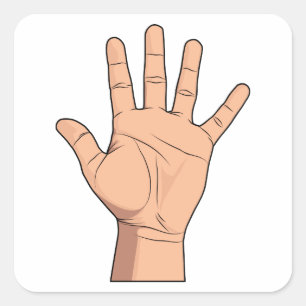 High Five Open Hand Sign Five Fingers Gesture Square Sticker