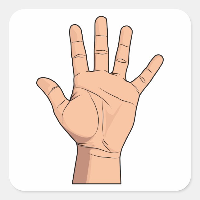 High Five Open Hand Sign Five Fingers Gesture Square Sticker (Front)
