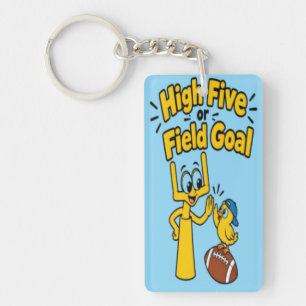 High Five or Field Goal Funny Football Cartoon Kid Keychain