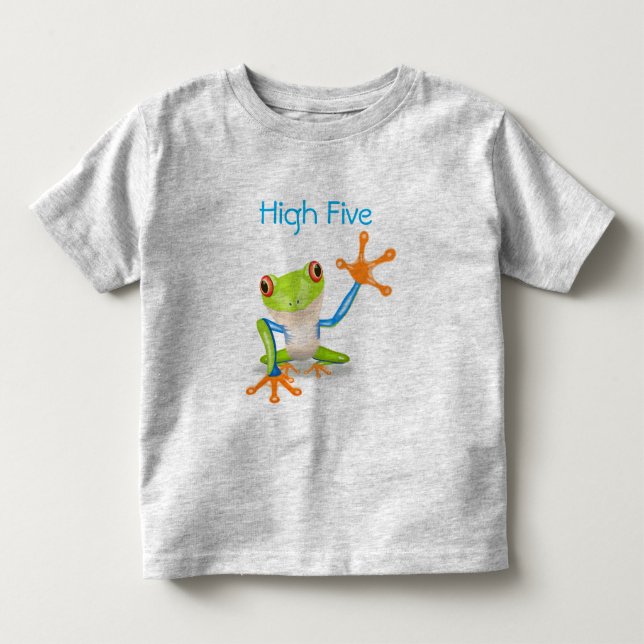 High Five Orange and Blue Funny Frog Shirt (Front)