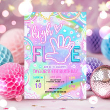 High Five Pastel Neon Glow 5th Birthday Party