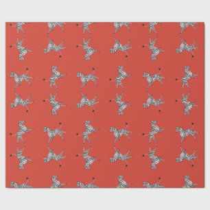 High Five Zebras in Red Wrapping Paper