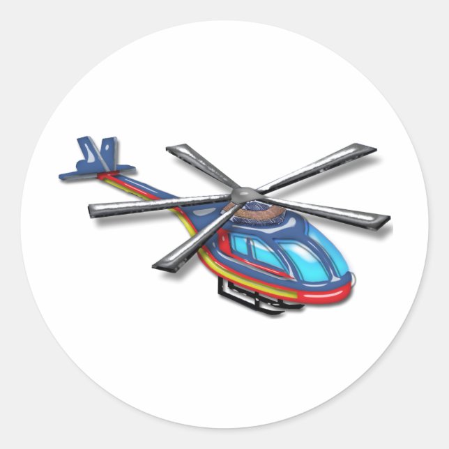 High Flying Helicopter Classic Round Sticker (Front)