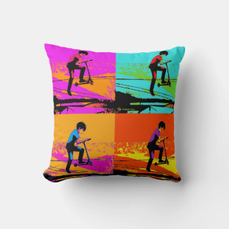 High Flying Scooter Tricks - Stunt Scooter Rider Throw Pillow