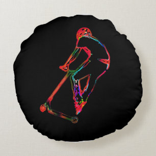 High-flying Scootering - Scooter Boy Round Pillow