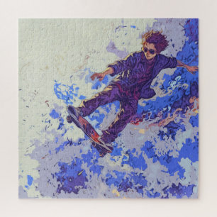 High Flying Skateboarder - Skateboarding Trickster Jigsaw Puzzle