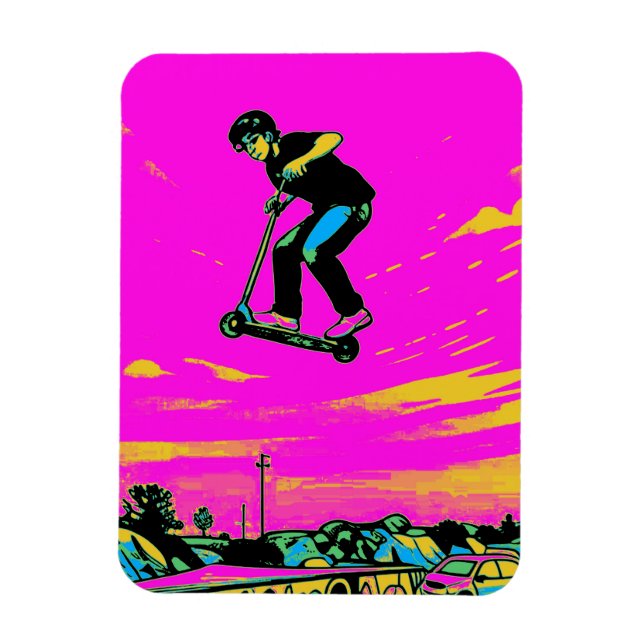 High Flying Stunt - Scooter Rider Magnet (Vertical)