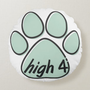 high four 4 dog round pillow