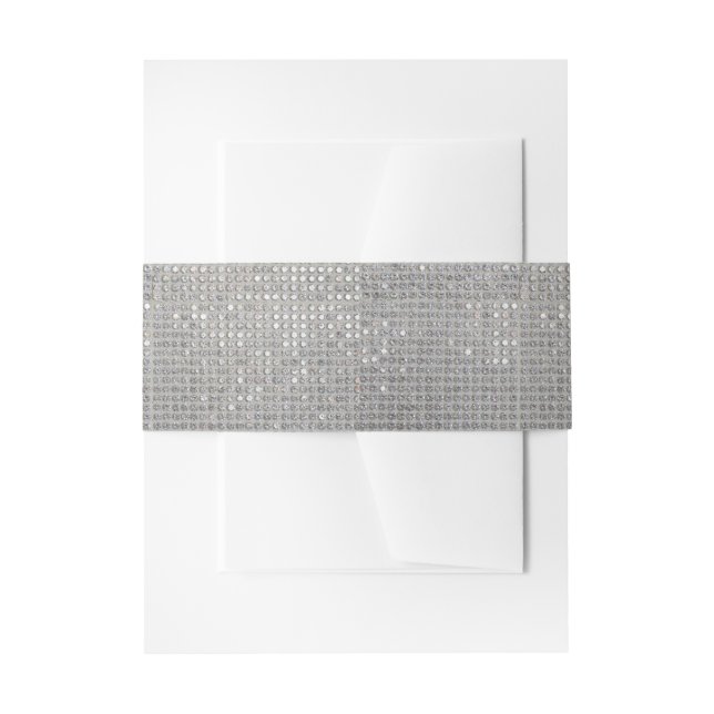 High Glamour Silver Simulated Sparkle  Invitation Belly Band (Front Example)