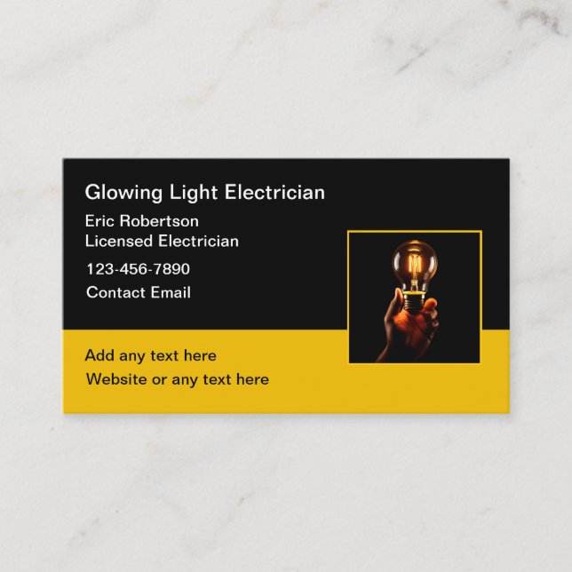 High Gloss Cool Electrician Business Cards  (Front)