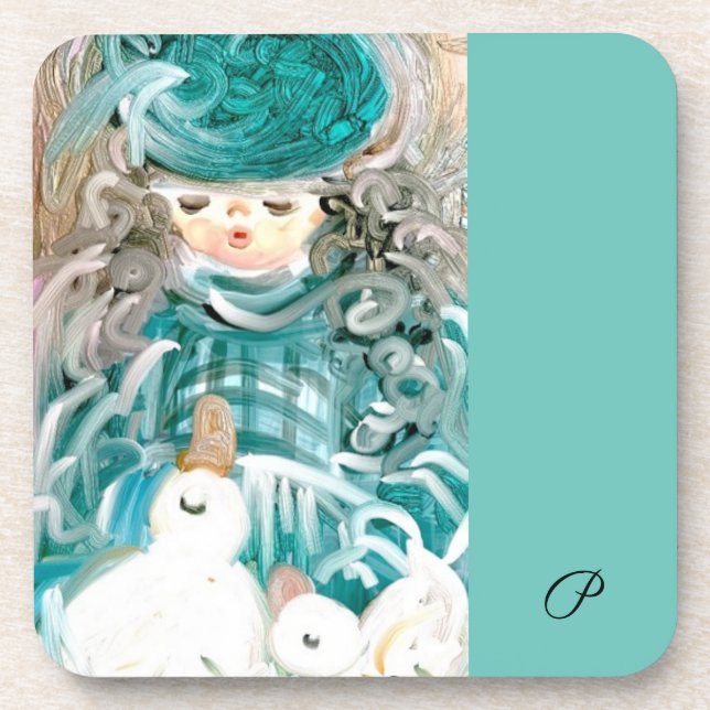 High gloss plastic coasters with cork backing (Front)