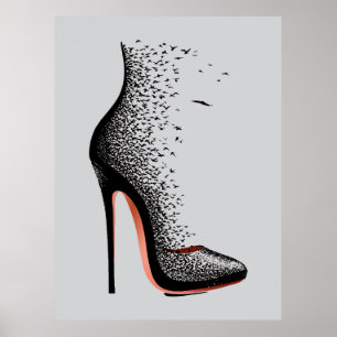 High Heel Birds Wall Art – Surreal Fashion Shoe