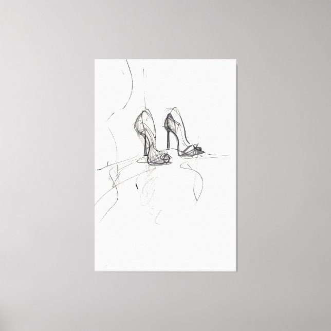 High Heel Fashion Sketch - Premium Canvas Print (Front)