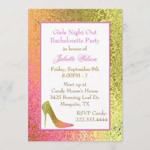 High Heel Foil Look Bachelorette Party Invitation