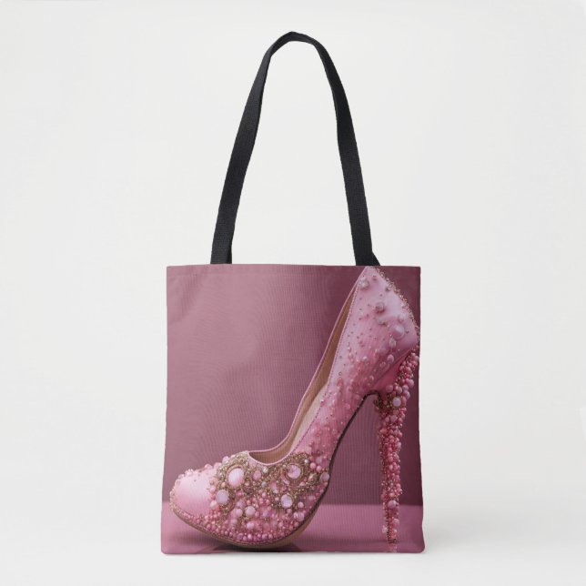 High Heel Pink Designer Fashion Shoe  Tote Bag (Front)