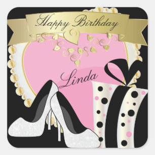 High Heel Pumps Birthday Celebration   Customize Square Sticker