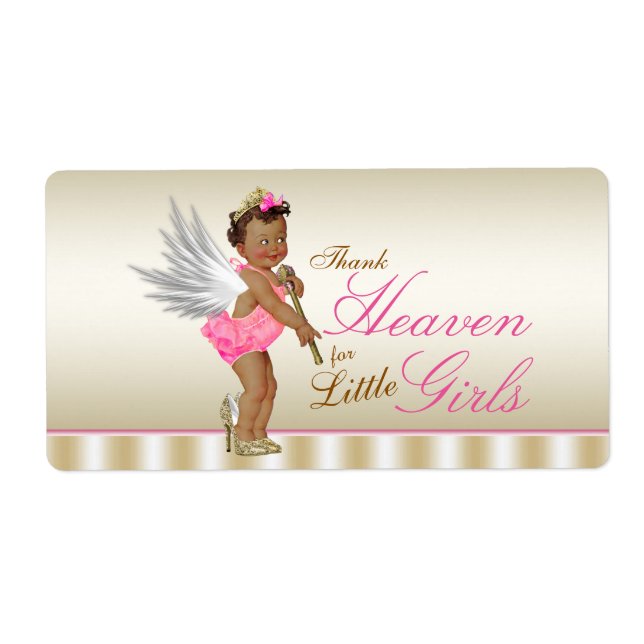 High Heel Shoe Angel Girl Water Bottle Labels (Front)