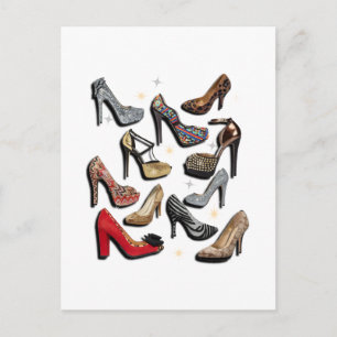 High Heel Shoe Collage Sparkle Fashion Pumps Postcard