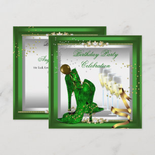 High Heel Shoes Champagne Green Gold Silver Invitation