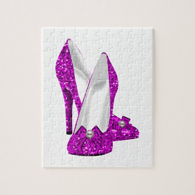 High Heel Shoes Stileto Glitter Pink Jigsaw Puzzle (Vertical)