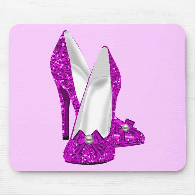 High Heel Shoes Stileto Glitter Pink Mouse Pad (Front)