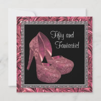 High Heel Shoes Womans Pink Black 50th Birthday
