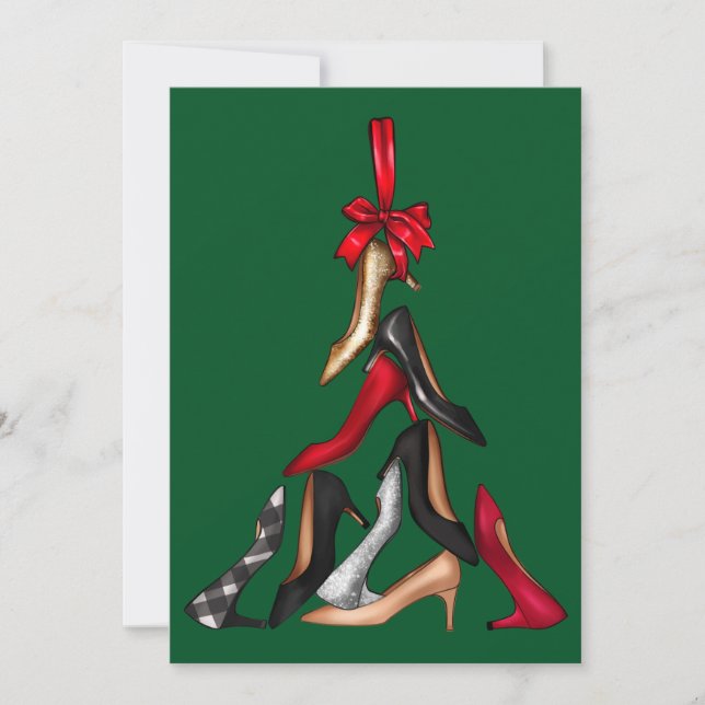 High Heels Christmas Tree Greeting Card (Front)