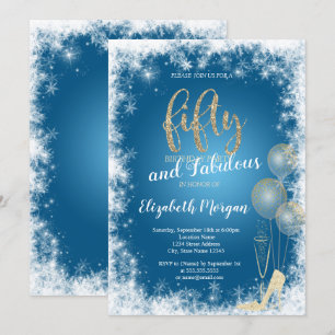 High Heels Confetti,Snowflakes 50th Birthday Party Invitation