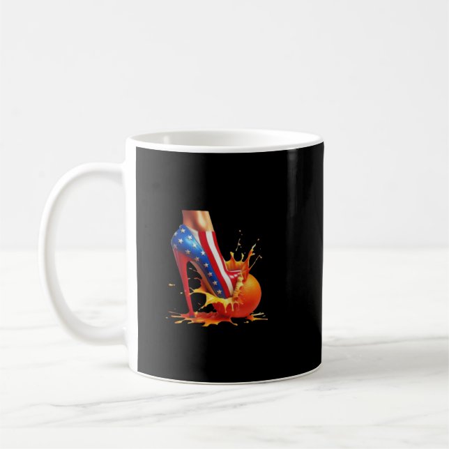 High Heels Crushing Oranges Kamala Harris Tshirt Coffee Mug (Left)