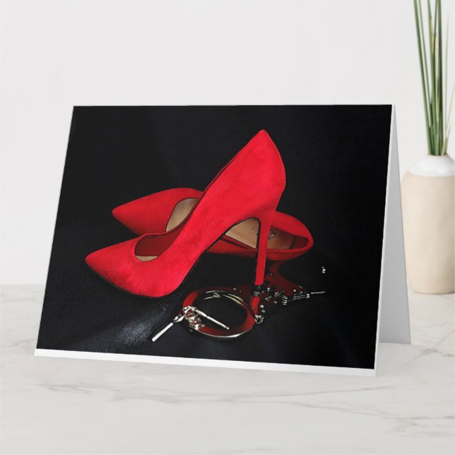 HIGH HEELS & HANDCUFFS ANNIVERSARY GREETING CARD (Front)