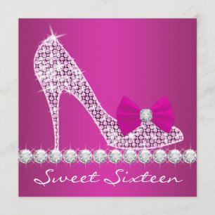 High Heels Hot Pink Sweet Sixteen Birthday Party Invitation